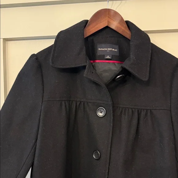 Banana Republic Classic Black Lined Pea Coat - Picture 3 of 5